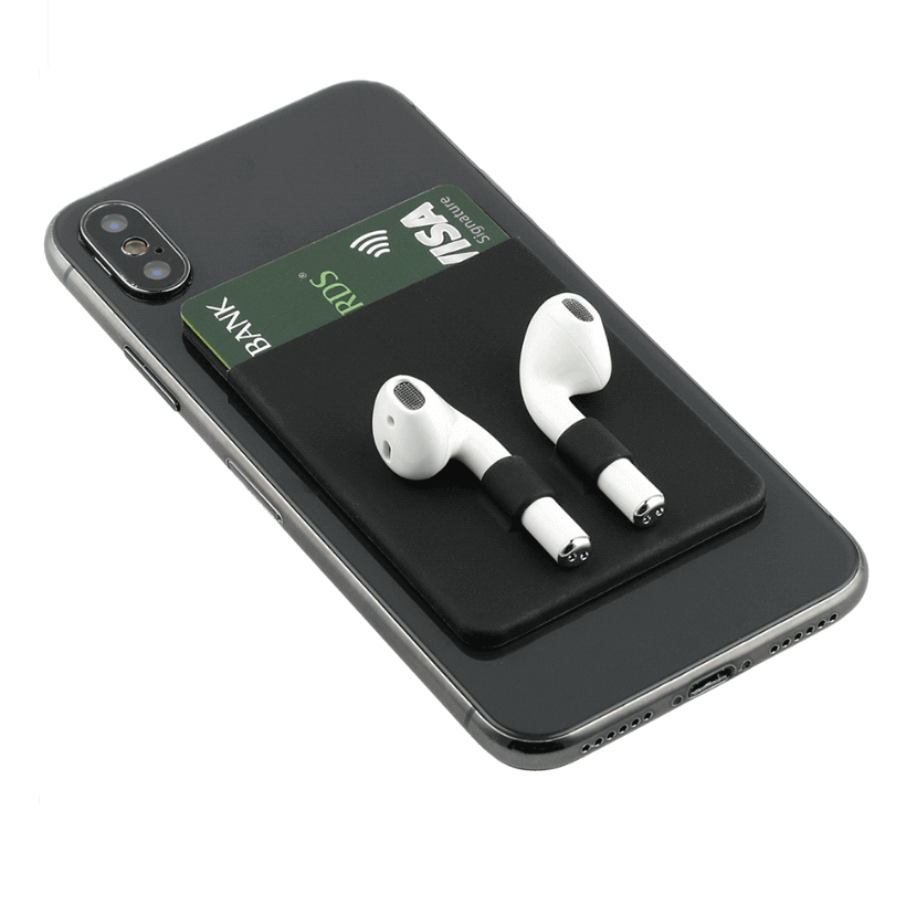 Silicone True Wireless Earbud Phone Back Stick Credit Card Wallet