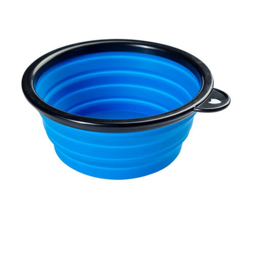 blue collapsible silicone dog bowl