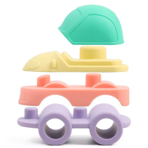 4pcs in 1 silicone stacking car toy