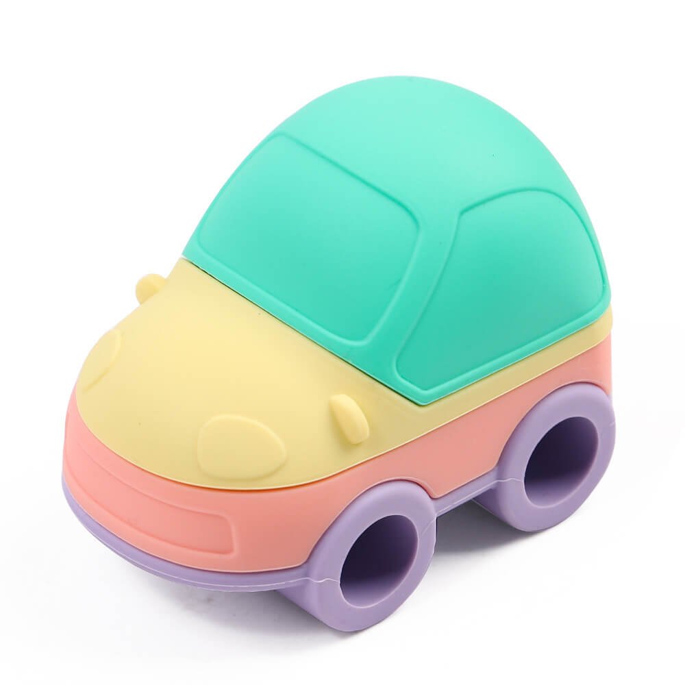 rich color car shape silicone stacking toys