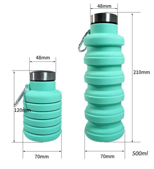 Foldable silicone water bottle size