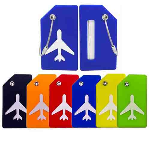 Plane design Silicone Luggage Tag with Metal Rope Red / Black / Green / Orange / Yellow / Blue /Pink