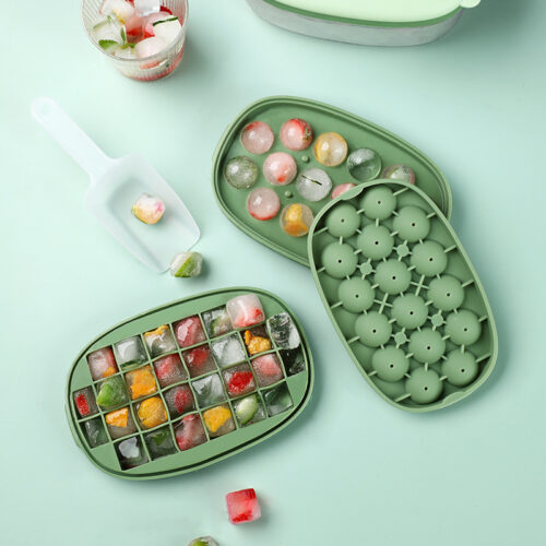green color silicone ice cube tray set