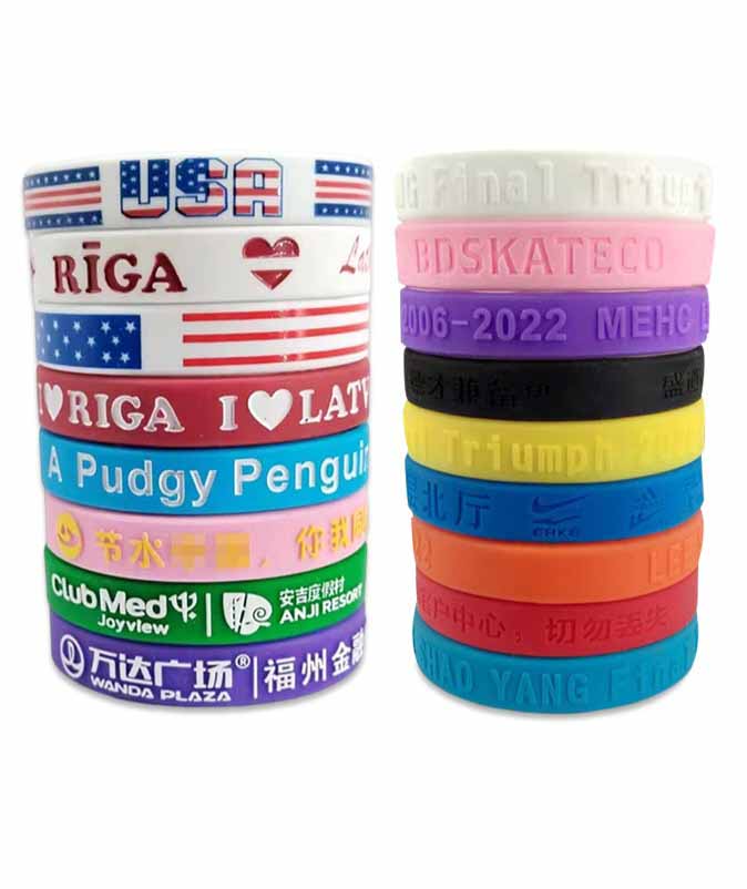 silicone wristband with logo debossed or embossed logo